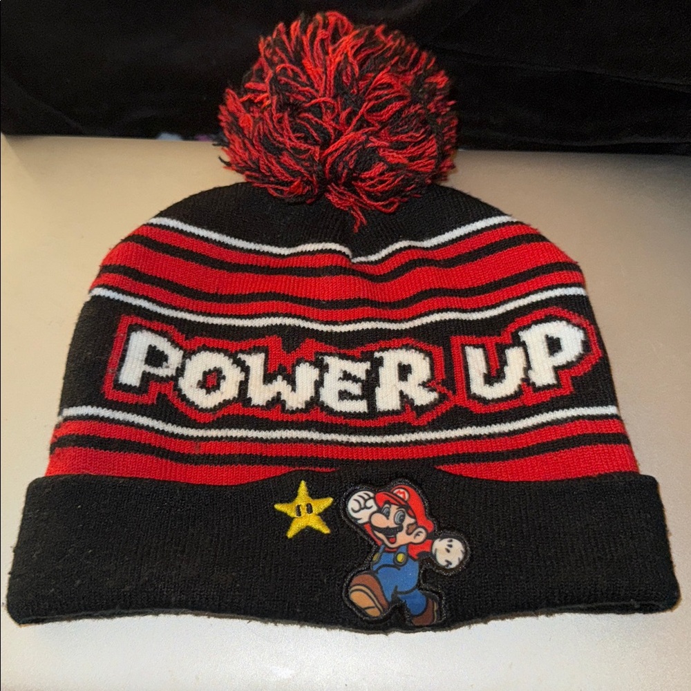 Super Mario Kids Power Up Beanie with Pom Pom